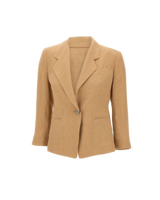 Marella Natural Biella Cognac Leinen-Canvas-Blazer