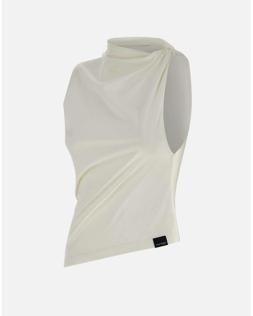 Courreges White Milchfarbener Asymmetrischer Baumwolloberteil