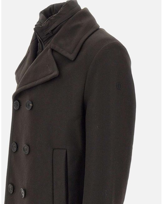 DUNO Black Wool Cashmere Blend Coat for men