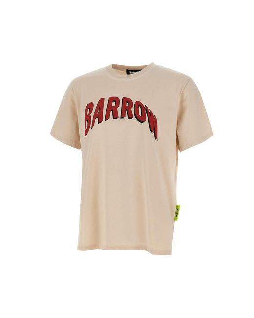 Barrow Natural T-Shirt Aus Sandfarbenem Baumwolljersey Mit Maxi-Logo-Print