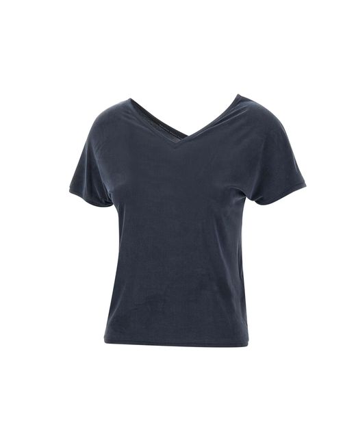 Rrd Blue Blaues T-Shirt Aus Cupro-Stoff Mit V-Ausschnitt