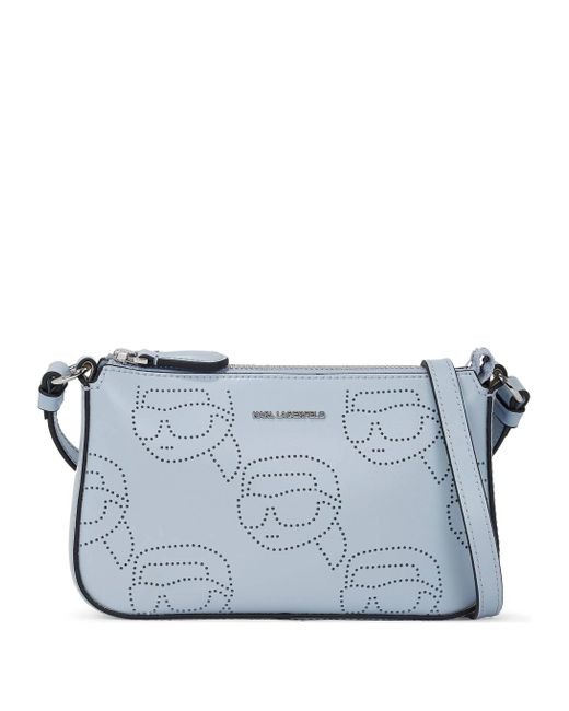 Karl Lagerfeld Blue Ikon Hellblaue Kalbsledertasche