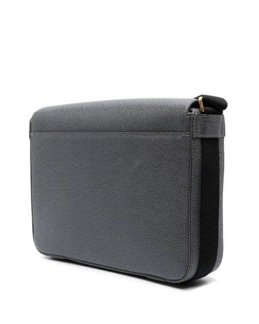 Thom Browne Graue Schultertasche Aus Genarbtem Leder in Gray für Herren