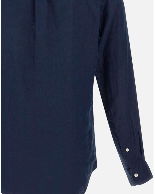 Polo Ralph Lauren Klassisches Marineblaues Leinenhemd in Blue für Herren