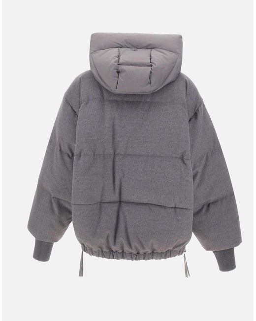 DUNO Gray Wool Down Jacket With Hood