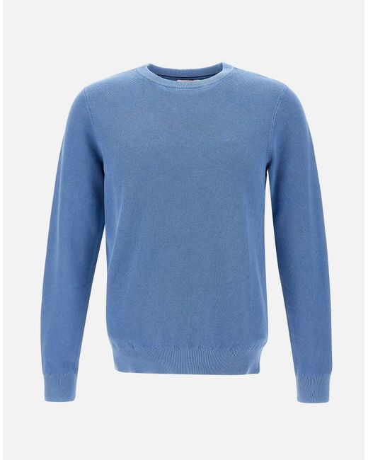 Sun 68 Runder Vintage-Baumwollpullover in Blue für Herren