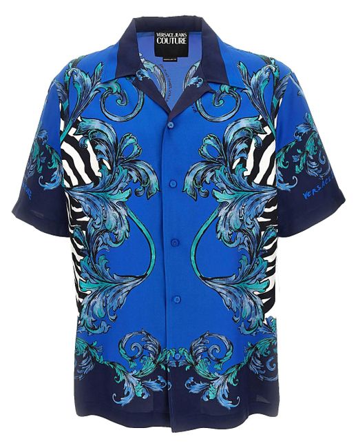 Versace Jeans Blaue Viskosehemd in Blue für Herren