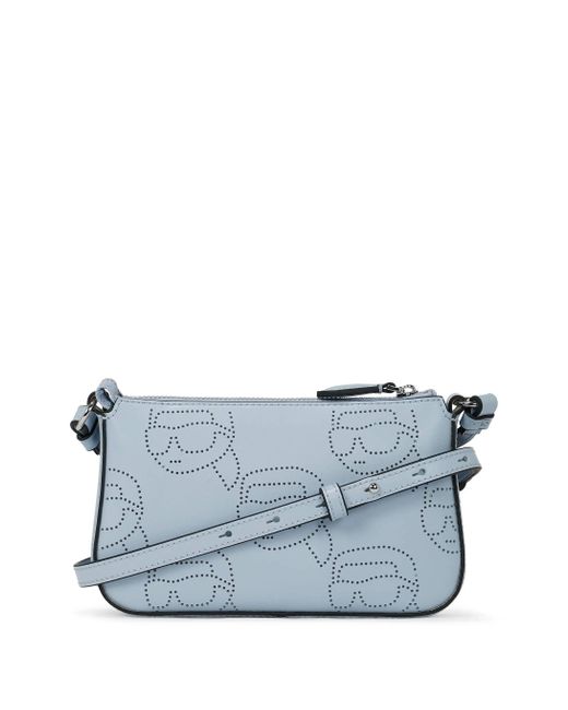 Karl Lagerfeld Blue Ikon Hellblaue Kalbsledertasche