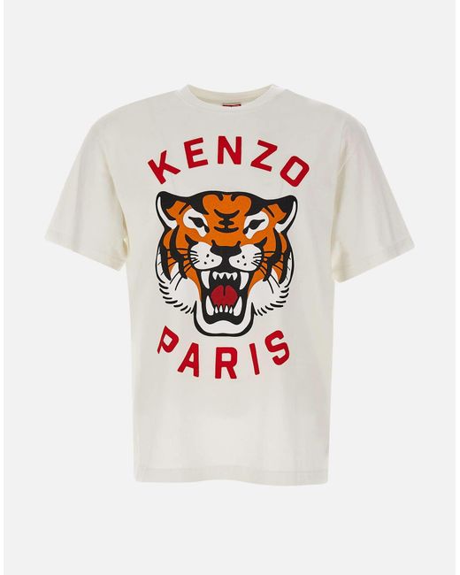 KENZO White Lucky Tiger Oversized Cotton T-Shirt for men