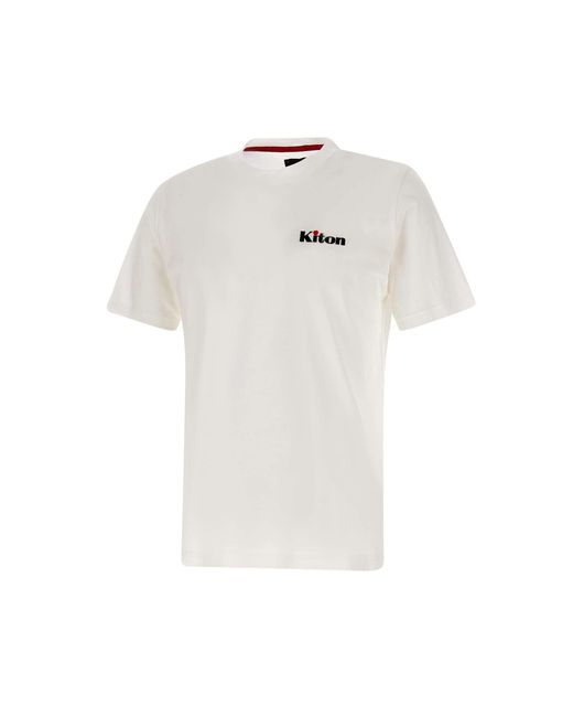 Kiton Weißes Baumwoll-T-Shirt Mit Logo-Detail in White für Herren