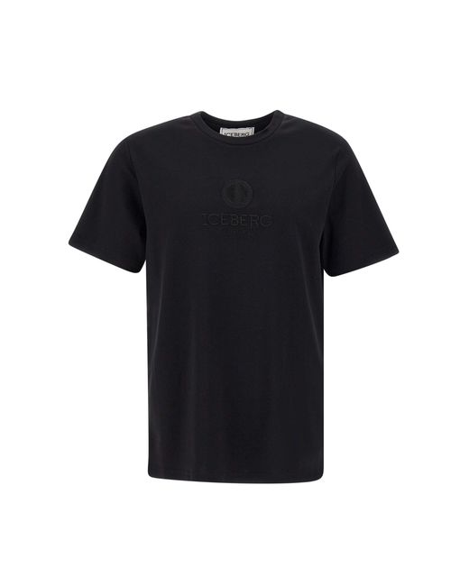 Iceberg Schwarzes Baumwoll-T-Shirt Mit Logo-Print in Black für Herren