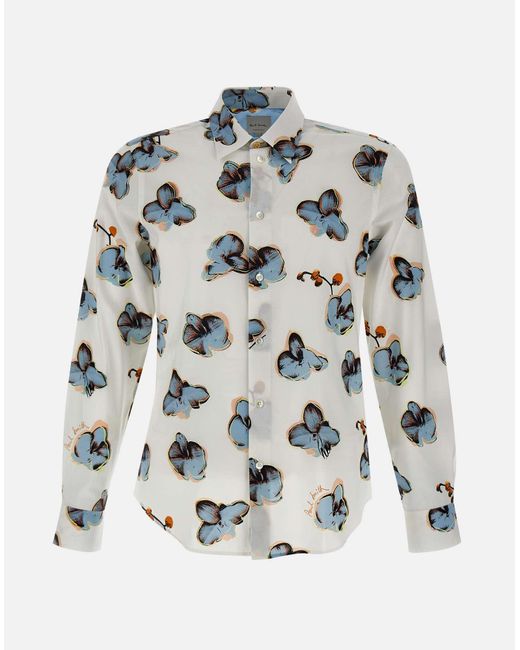 Paul Smith Hemd Mit Schmetterlingsdruck Aus Baumwolle Und Viskose in White für Herren