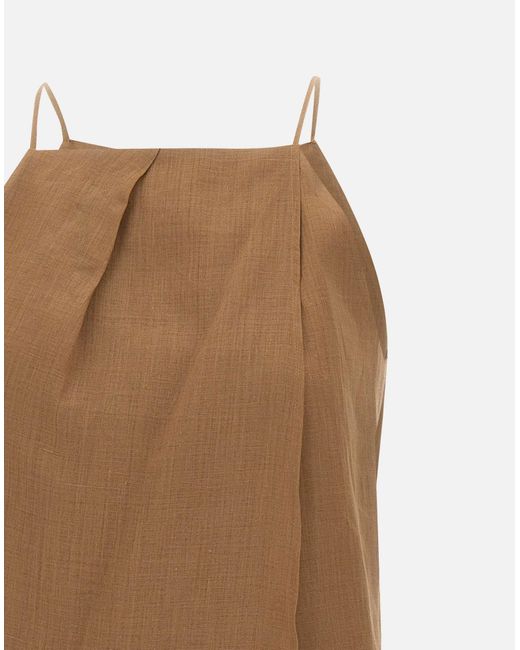 Max Mara Natural Tabak-Ramie-Gaze-Ärmelloses Oberteil