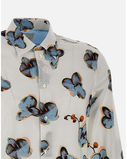 Paul Smith Hemd Mit Schmetterlingsdruck Aus Baumwolle Und Viskose in White für Herren