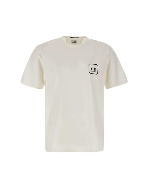 C P Company Weißes T-Shirt Aus Merzerisierter Baumwolle Mit Logo-Print in White für Herren