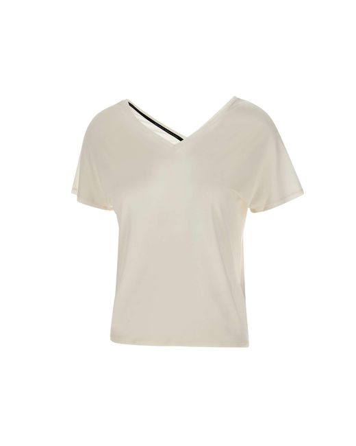 Rrd Natural Weißes Cupro-T-Shirt Mit V-Ausschnitt