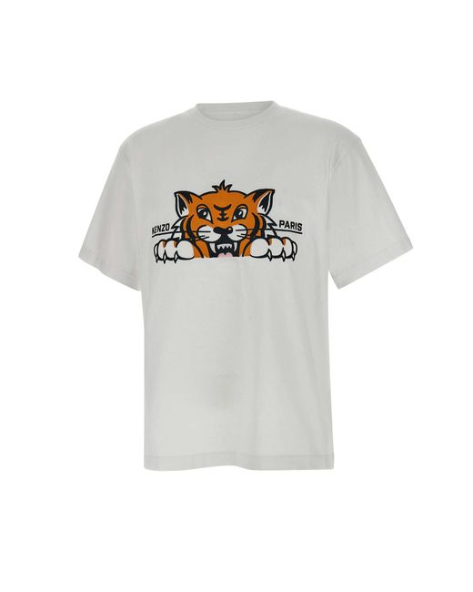 KENZO Gots Glücklicher Tiger Baumwoll-T-Shirt in Gray für Herren