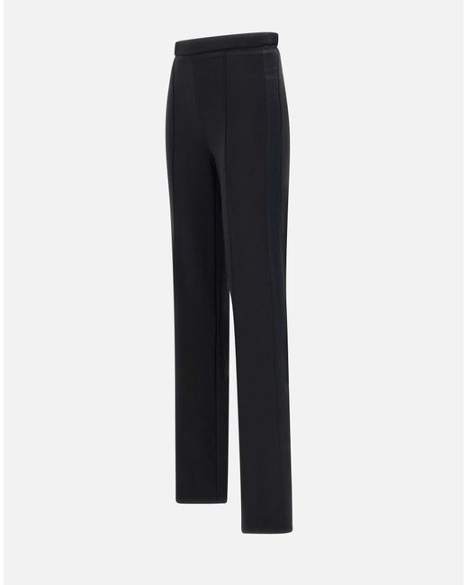Elisabetta Franchi Blue Crepe-Hose Mit Weitem Bein Und Satinbändern