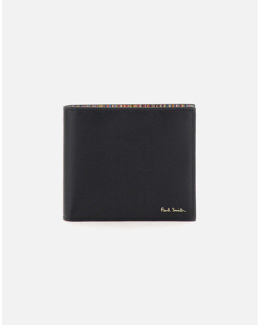 Paul Smith Schwarze Lederbrieftasche Mit Mehrfarbigen Details – 10 Kartenfächer in Black für Herren
