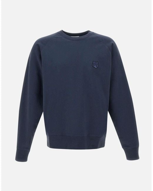 Maison Kitsuné Blue Cotton Crew Neck Sweatshirt for men