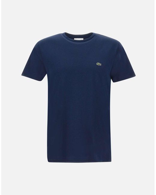 Lacoste Marineblaues Baumwoll-T-Shirt Mit Ikonischem Logo-Aufnäher in Blue für Herren