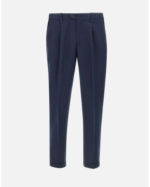 Devore Marine-Leinenmischung-Hose in Blue für Herren