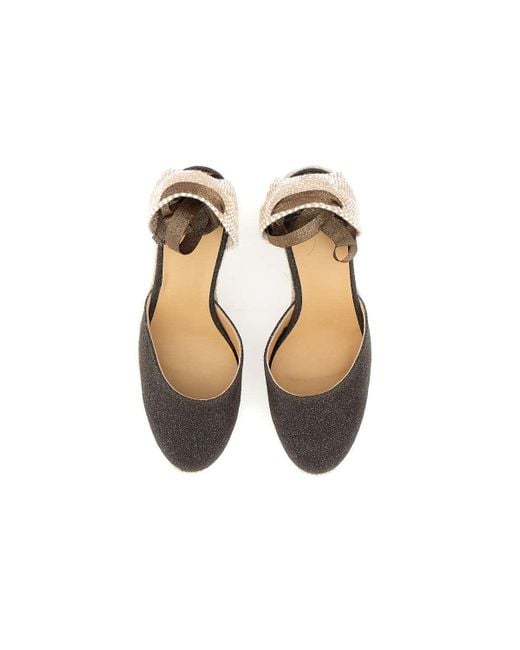 Castaner White Carina Dunkelbraune Glitzer Wedge Espadrilles