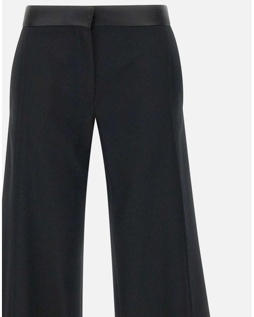 Victoria Beckham Black Wollmischung Weitbeinige Hose