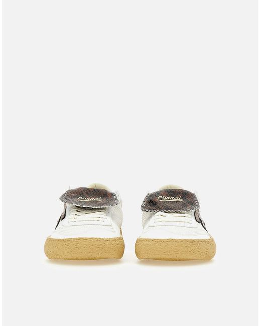 PURAAI Metallic Polly Tab Zunge Weiße Turnschuhe