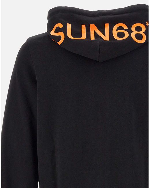 Sun 68 Schwarzes Baumwoll-Sweatshirt Mit Kapuze Und Reißverschluss in Blue für Herren