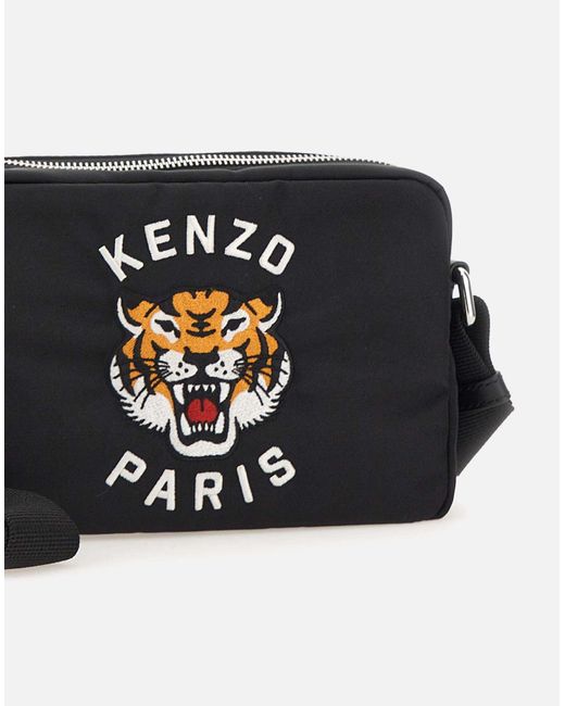 KENZO Tiger-Gestickte Umhängetasche Mit Verstellbarem Riemen in Black für Herren