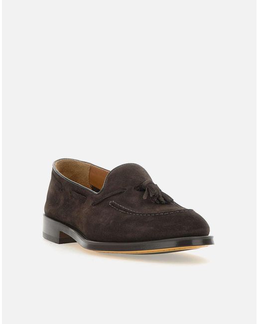 Doucal's Dunkelbraune Nerz-Suede-Lederschuhe Mit Quasten in White für Herren