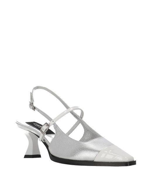 CAREL PARIS White Cecile Silber Slingback Sandalen
