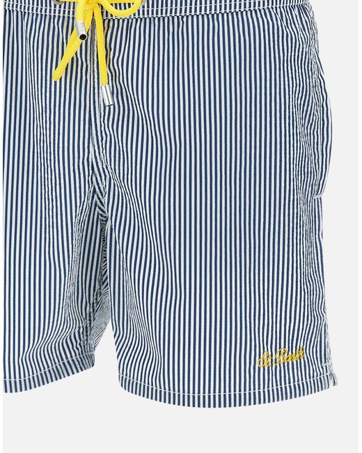 Mc2 Saint Barth Patmos Blau Gestreifter Badeanzug in Blue für Herren