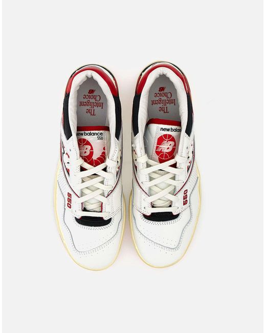 New Balance Bb550Vga Ledersneaker – Klassisches Rot Und Weiß in White für Herren