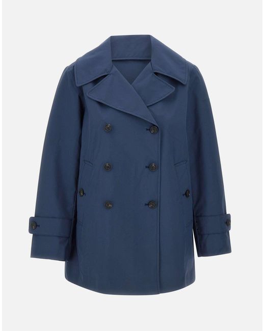 Save The Duck Blue Sofi Blauer Zweireihiger Trenchcoat