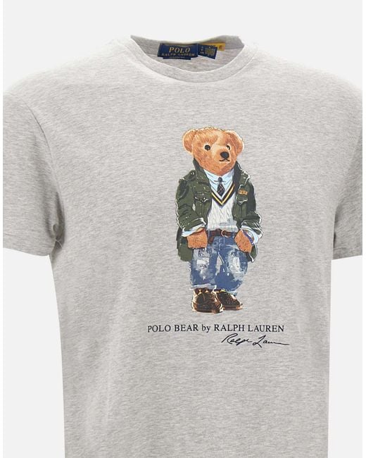 Polo Ralph Lauren Klassisches Graues Baumwoll-T-Shirt Mit Polobär-Print in White für Herren