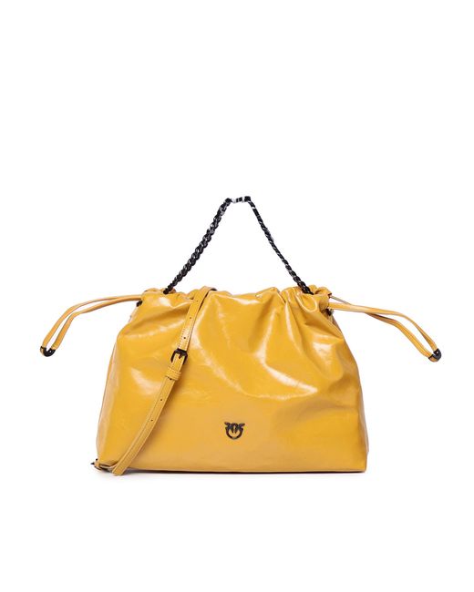 Pinko Metallic Leather Drawstring Closure Bag