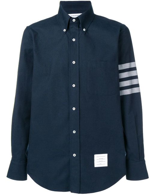Thom Browne Balken Solid Rwb Streifenhemd in Blue für Herren