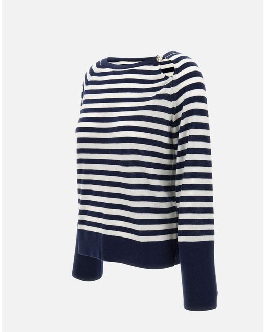 Liu Jo Blue Gestreifter Kaschmirwollpullover