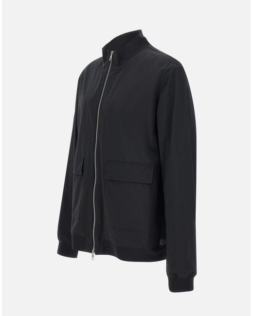 DUNO Schwarze Stretch-Wolljacke in Blue für Herren