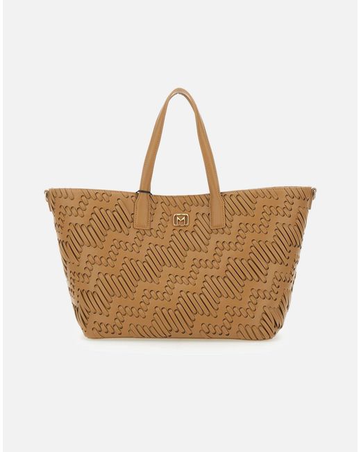 Marella White Ghinea Caramel Maxi Shopper Tasche