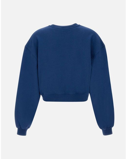 Woolrich Blue Blaues Logo-Sweatshirt Aus Baumwollfleece