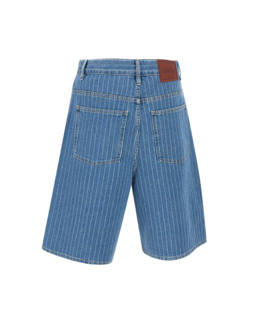 Drole de Monsieur Hellblaue Gestreifte Baggy-Shorts in Blue für Herren