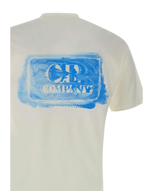 C P Company Weißes Grafik-Logo-T-Shirt in White für Herren