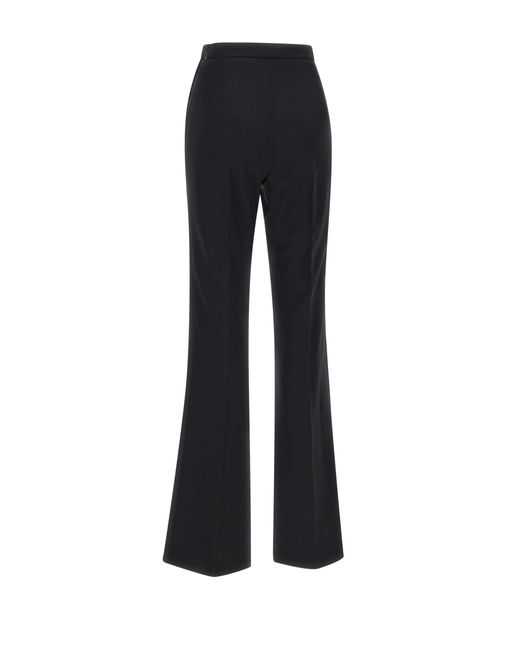 Elisabetta Franchi Blue Crepe-Hose Mit Weitem Bein Und Satinbändern