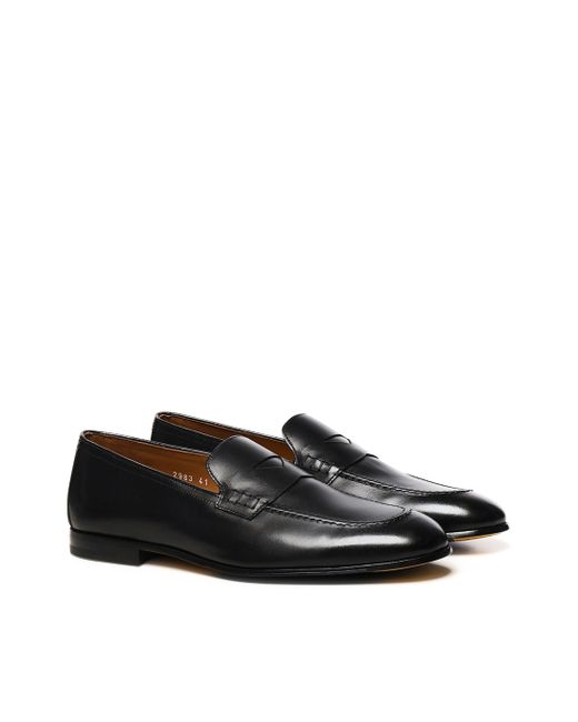 Doucal's Schwarze Leder-Pennyloafer in Black für Herren