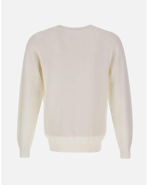Sun 68 Runder Vintage-Pullover Aus Weißer Baumwolle in White für Herren