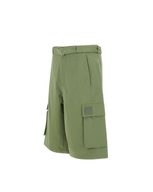 Maison Kitsuné Salbeigrüne Cargo-Shorts Mit Gürtel in Green für Herren