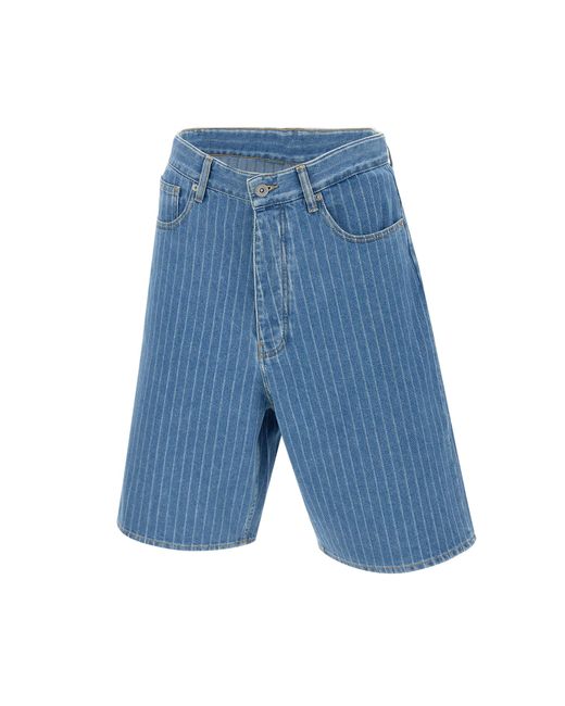 Drole de Monsieur Hellblaue Gestreifte Baggy-Shorts in Blue für Herren